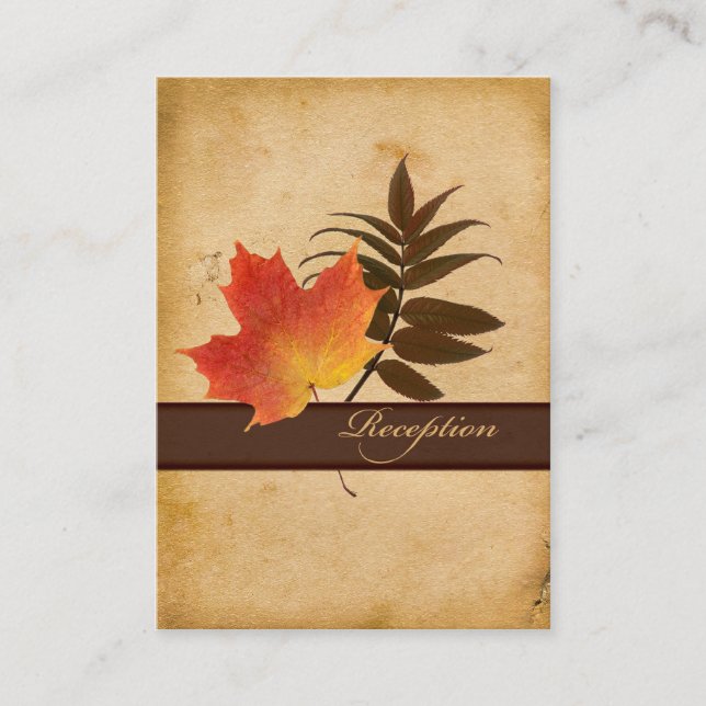 Autumn Leaves On Aged Paper Enclosure Card (Front)
