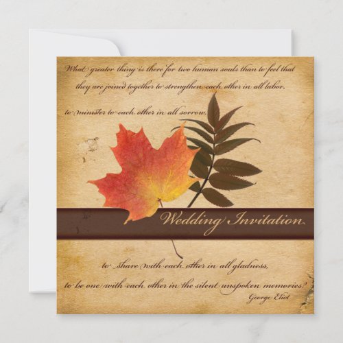 Autumn Leaves on Aged Paper II Square Invitation
