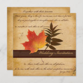 Autumn Leaves on Aged Paper II Square Invitation (Front/Back)