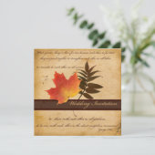 Autumn Leaves on Aged Paper II Square Invitation (Standing Front)