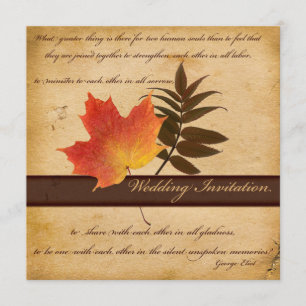 Autumn Leaves on Aged Paper II Square Invitation