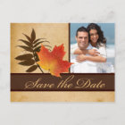Autumn Leaves on Aged Paper Photo Save the Date
