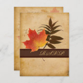 Autumn Leaves on Aged Paper Reply Card (Front/Back)