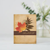 Autumn Leaves on Aged Paper Reply Card (Standing Front)