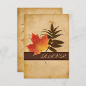 Autumn Leaves on Aged Paper Reply Card II - Small (Front/Back)