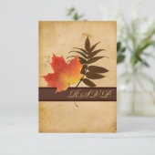Autumn Leaves on Aged Paper Reply Card II - Small (Standing Front)