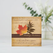 Autumn Leaves on Aged Paper Square Invitation (Standing Front)