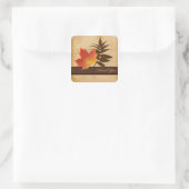 Autumn Leaves on Aged Paper Square Thank You Square Sticker (Bag)