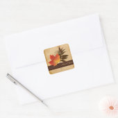 Autumn Leaves on Aged Paper Square Thank You Square Sticker (Envelope)