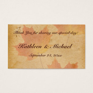 Autumn Leaves on Aged Paper Wedding Favor Tag