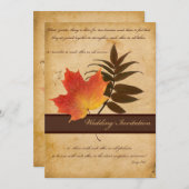 Autumn Leaves on Aged Paper Wedding Invitation (Front/Back)