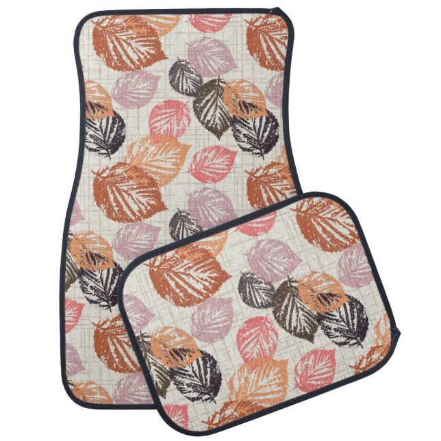 Autumn leaves on beige. car floor mat (Set)