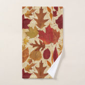 Autumn Leaves on Beige Damask Bath Towel Set | Zazzle