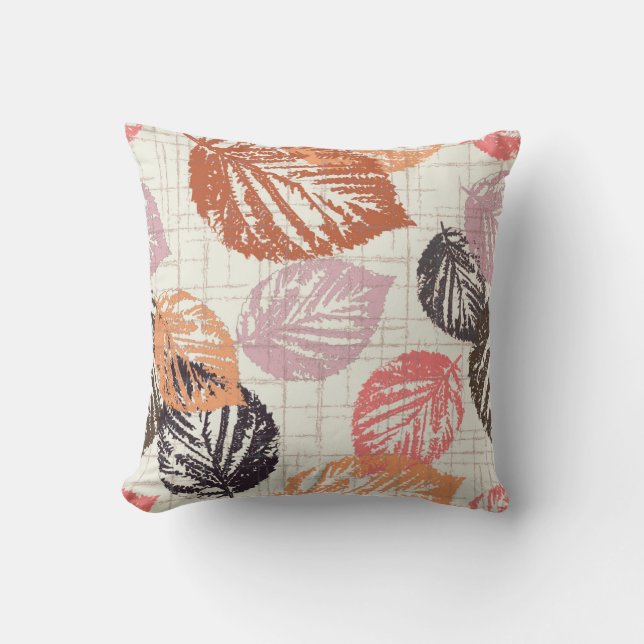 Autumn leaves on beige. throw pillow (Front)