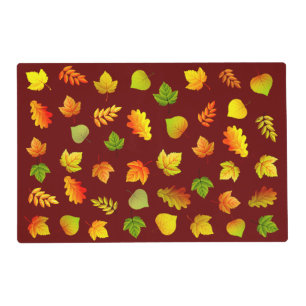 Autumn Leaves on Burgundy Placemat