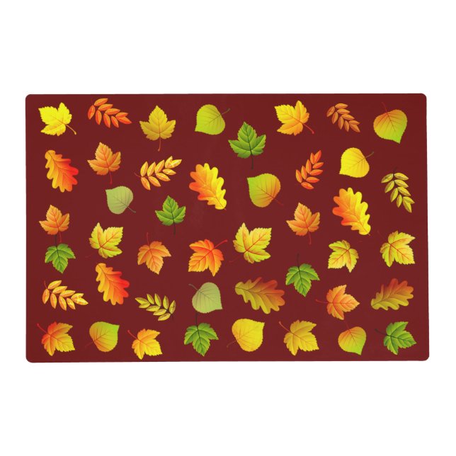 Autumn Leaves on Burgundy Placemat (Front)