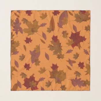 Autumn Leaves On Custom Color Scarf by KreaturFlora at Zazzle