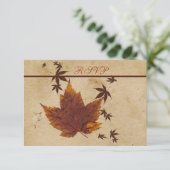 Autumn Leaves on FAUX Aged Paper Reply Card (Standing Front)