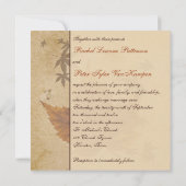 Autumn Leaves on FAUX Aged Paper Wedding Invite (Back)