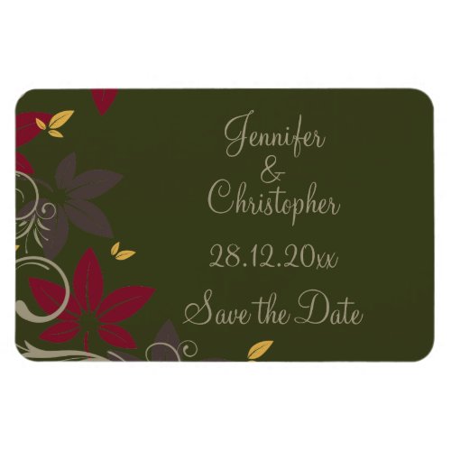 Autumn Leaves on Green Wedding Save the Date Magnet