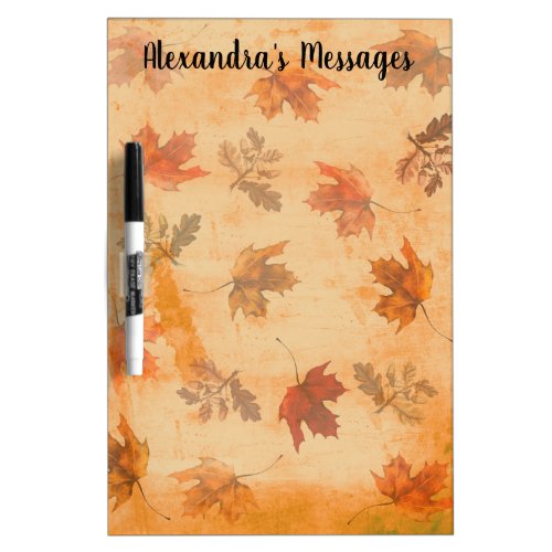 Autumn Leaves on Grunge Background Dry Erase Board