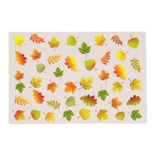 Autumn Leaves on Light Beige Placemat