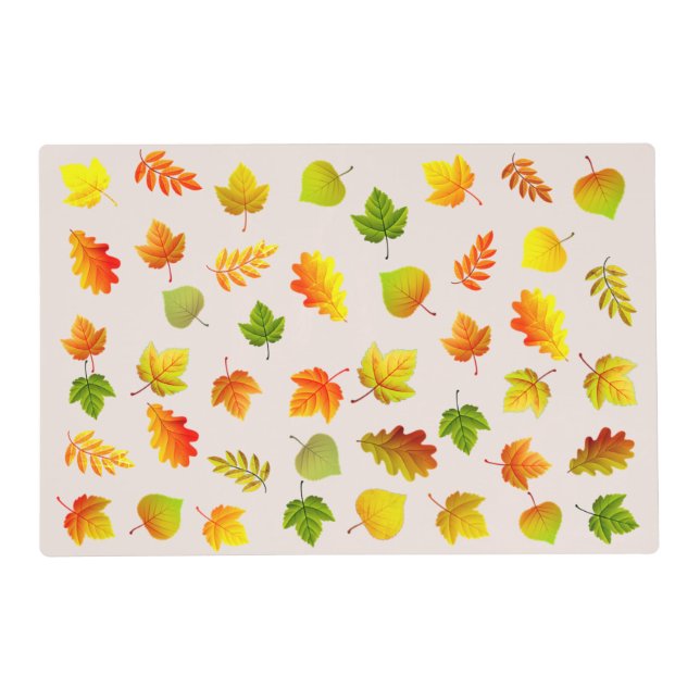 Autumn Leaves on Light Beige Placemat (Front)