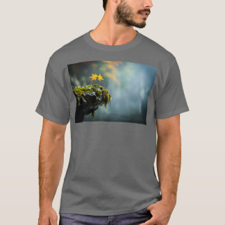 Autumn Leaves on Mossy Rock Cliff Edge Copy T-Shirt