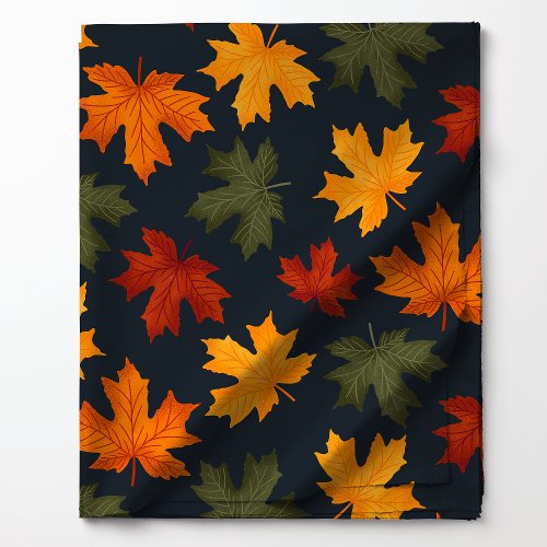 Autumn Leaves On Navy Pattern Fabric