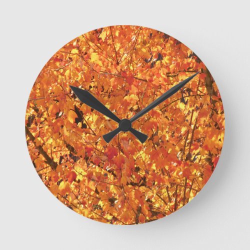 Autumn Leaves on Tree _ photograph   Round Clock