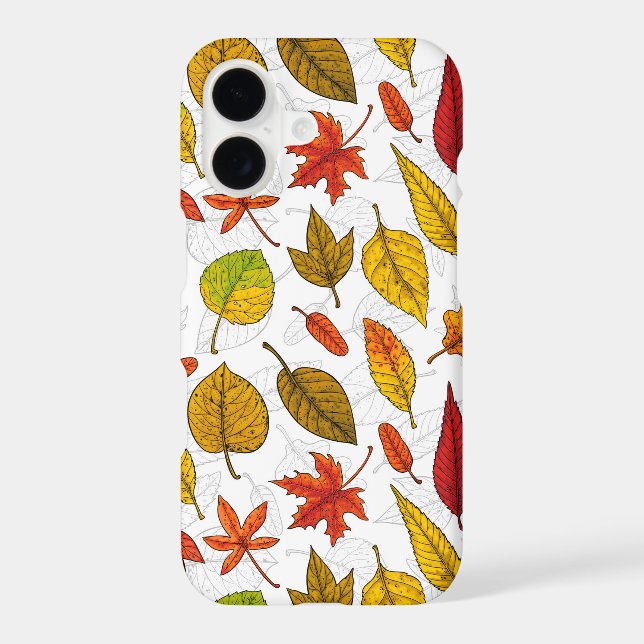 Autumn leaves on white iPhone case (Back)