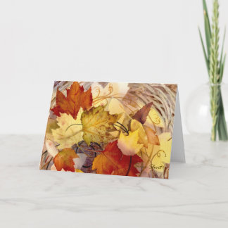 Autumn Leaves on Wreath Greeting Card