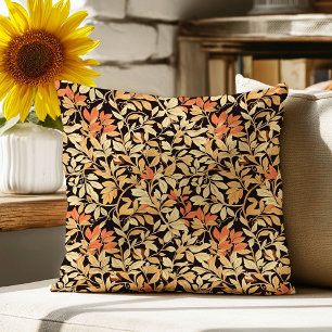 Autumn leaves orange Art nouveau William Morris Throw Pillow