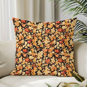 Autumn leaves orange Art nouveau William Morris Throw Pillow