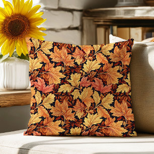 Autumn leaves orange Art nouveau William Morris Throw Pillow