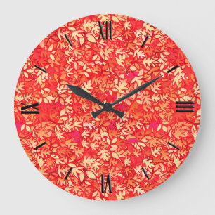 Autumn leaves, orange coral large clock