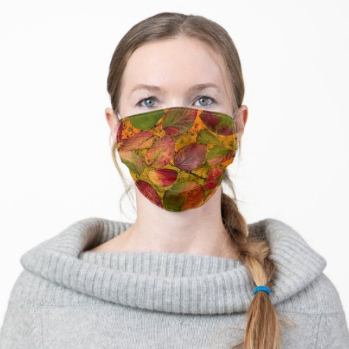 Autumn Leaves Orange Pattern Adult Cloth Face Mask