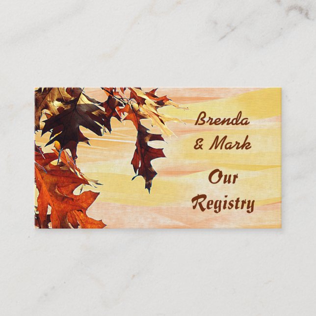 Autumn Leaves Orange Yellow Swirl Registry Card (Front)