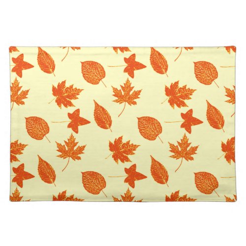 Autumn leaves _ pale yellow and orange cloth placemat