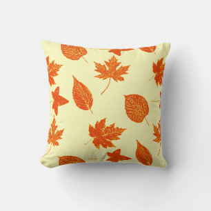 Autumn leaves - pale yellow and orange throw pillow