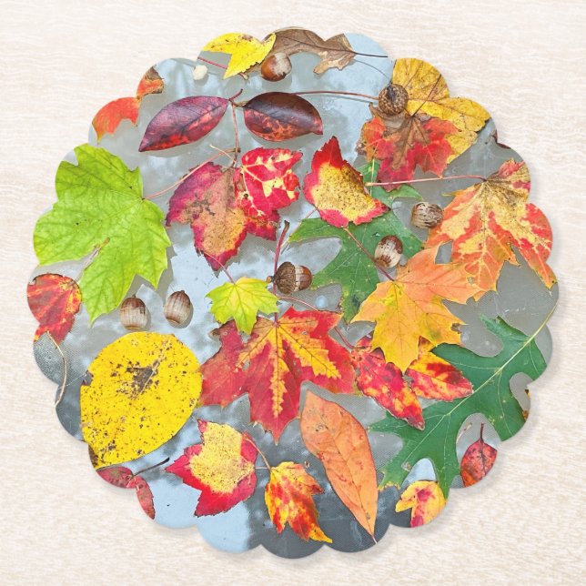 Autumn Leaves Paper Coasters (Front)