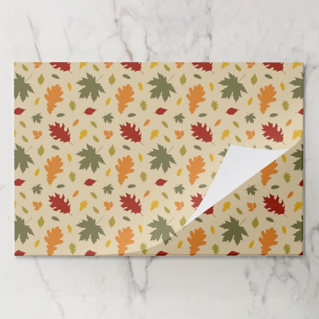Autumn Leaves Paper Placemats, Fall Foliage Mats (Folded)