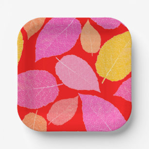 Autumn leaves . paper plates
