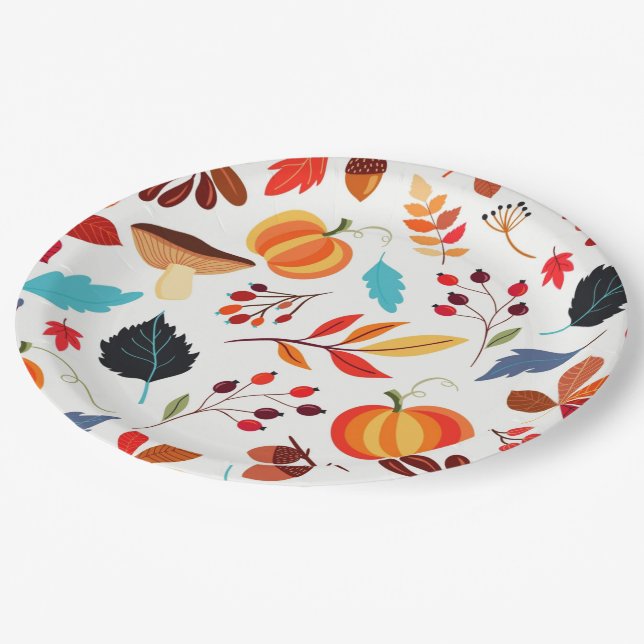 Autumn Leaves Paper Plates (Angled)