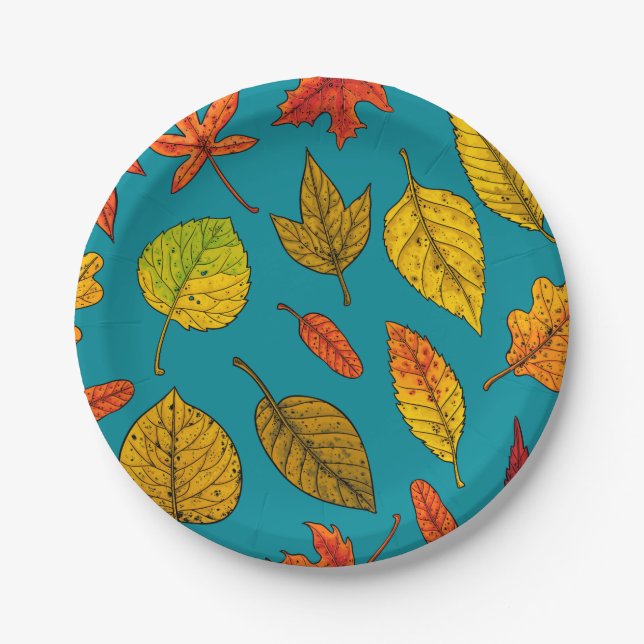 Autumn leaves paper plates (Front)