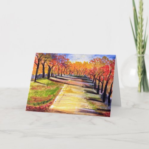 Autumn Leaves Pathway Note Card