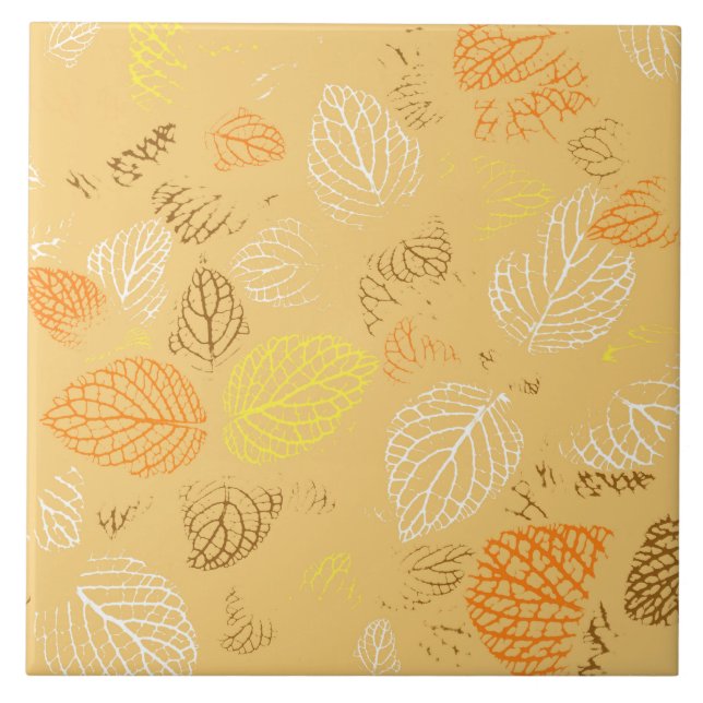 Autumn, Leaves Pattern 4 Ceramic Tile (Front)