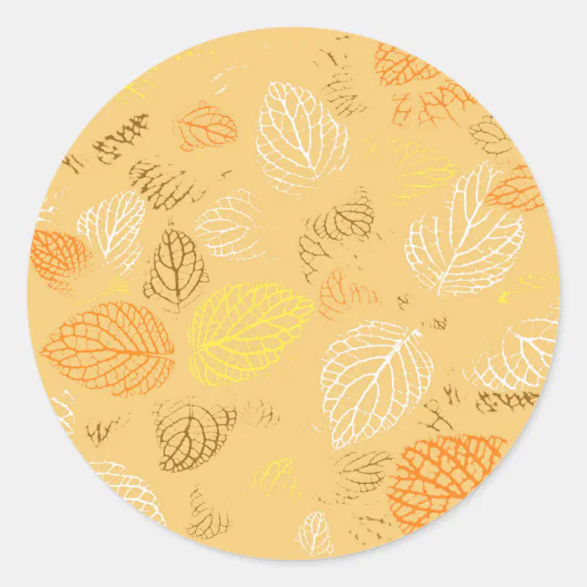 Autumn, Leaves Pattern 4 Classic Round Sticker | Zazzle