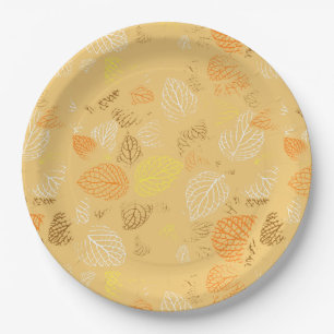Autumn, Leaves Pattern 4 Paper Plates