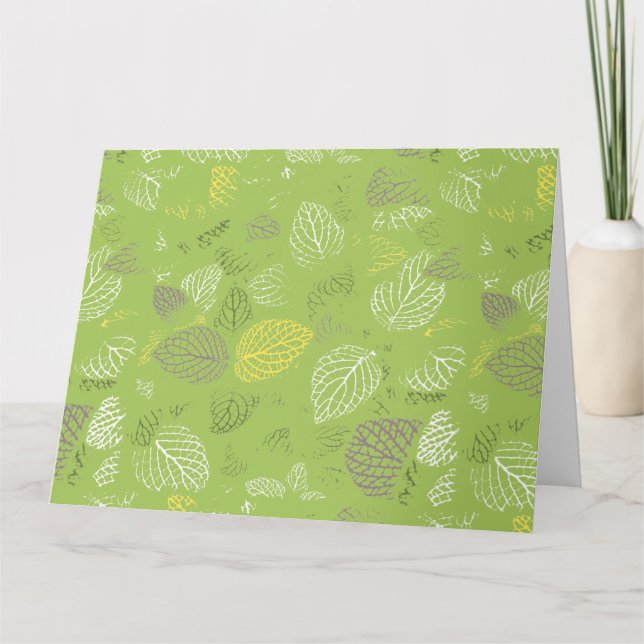 Autumn Leaves Pattern 6 Letterpress Thank You Card (Front)